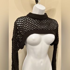 Cropped Bolero Shrug Top / Crew Neck Cropped Sweater